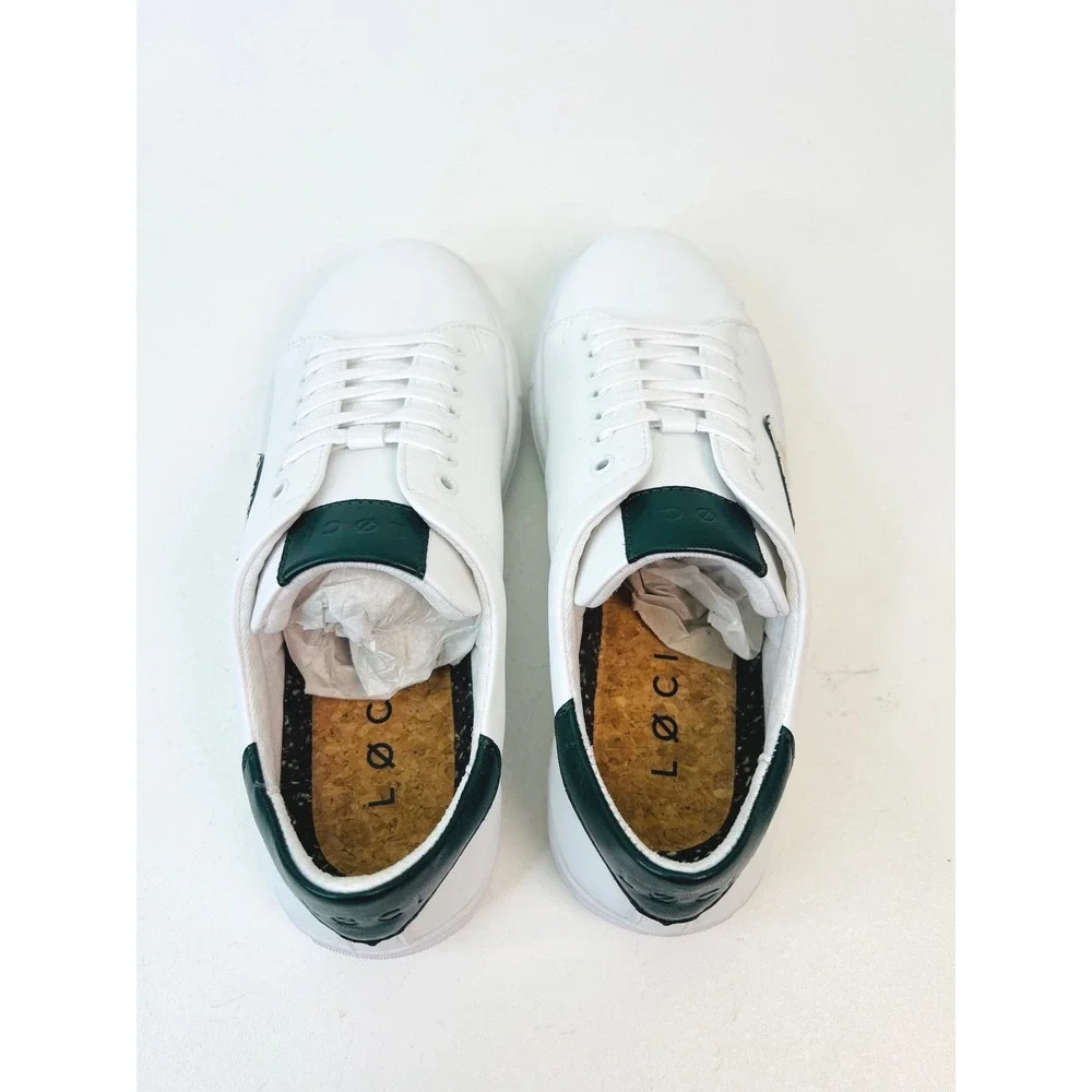 Loci Origin Vegan Leather Sneakers White Green Cream LC-009-065-39 Womens Size 8